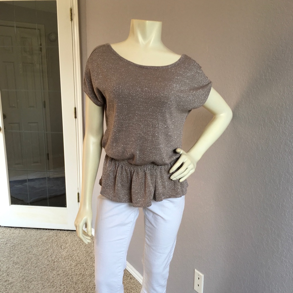 Express Sparkle Metallic Peplum Sweater Top Small